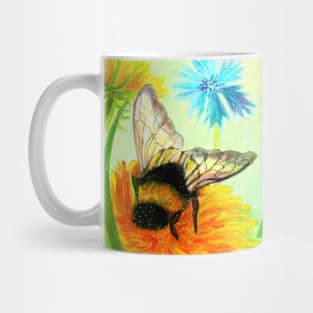 Bumble bee on dandelion Mug